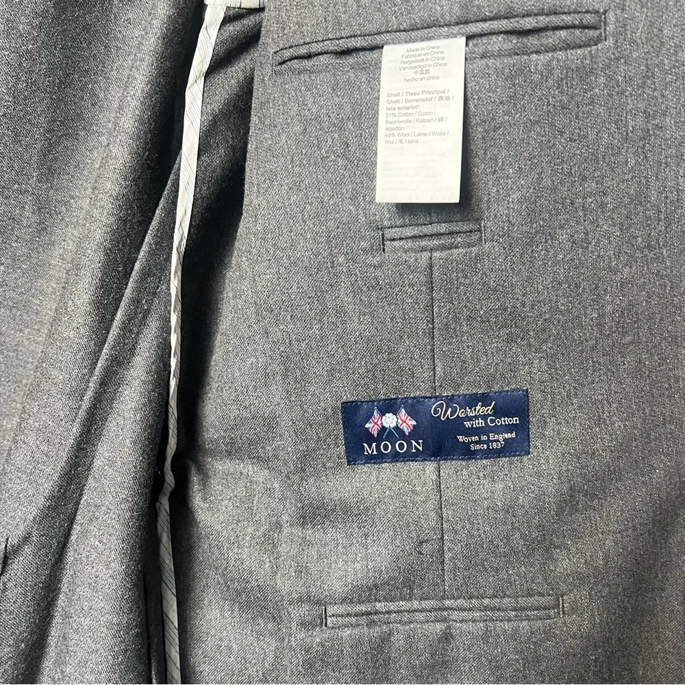 J.Crew‎ - Men’s Ludlow Slim Suit Jacket Moon Worsted Wool Cotton Gray - Sz. 44L